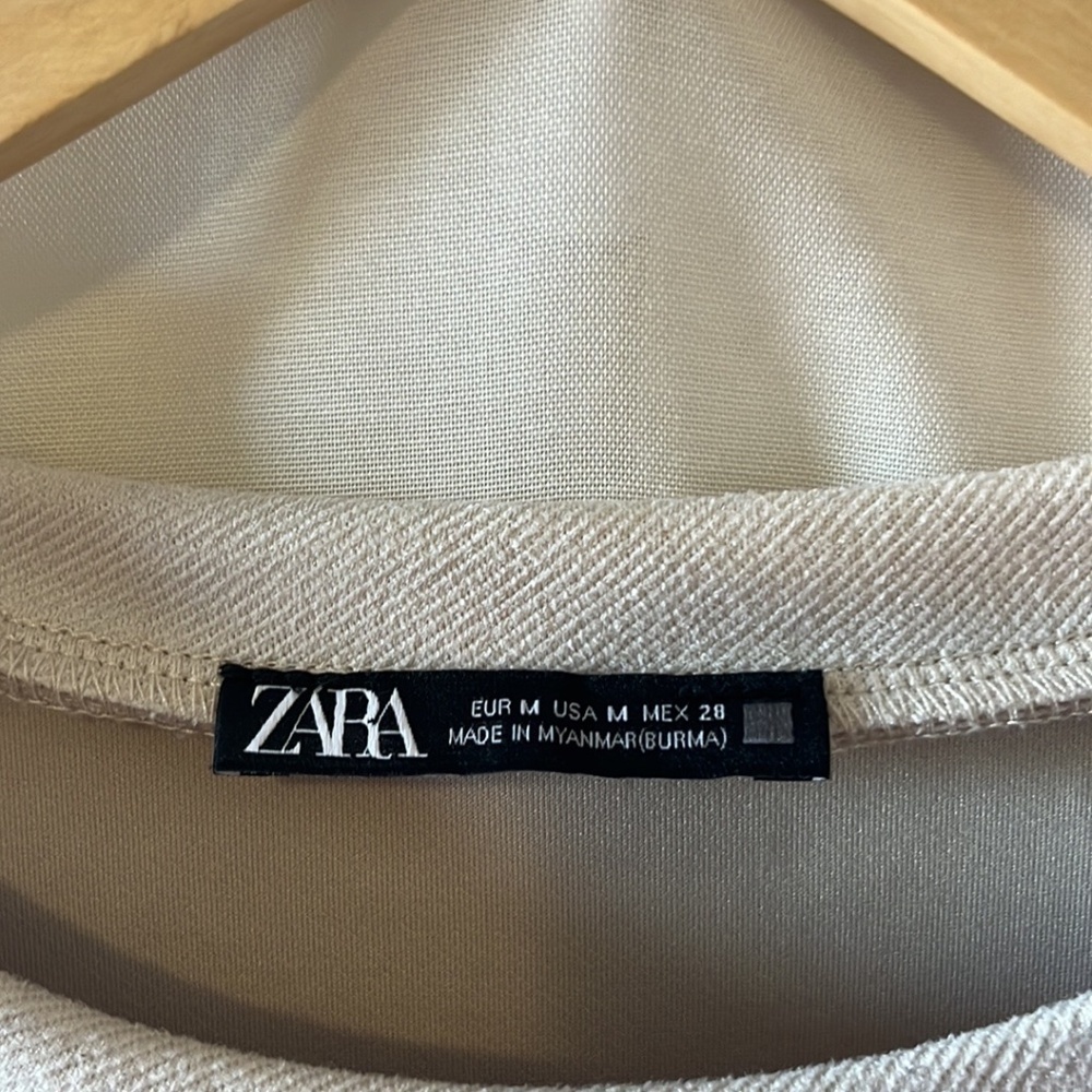 Zara Cream Short Sleeve Dress a217 - Picture 2 of 5